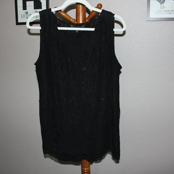 White House Black Market Black Lace sleeveless blouse - Picture 1 of 5